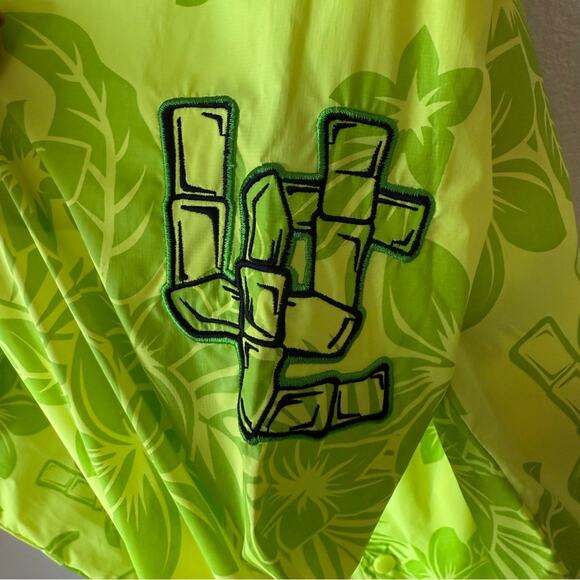 Undrcrwn Hawaiian Style Varsity Bomber Lime Green Floral Jacket NWOT Size Small - Picture 6 of 7